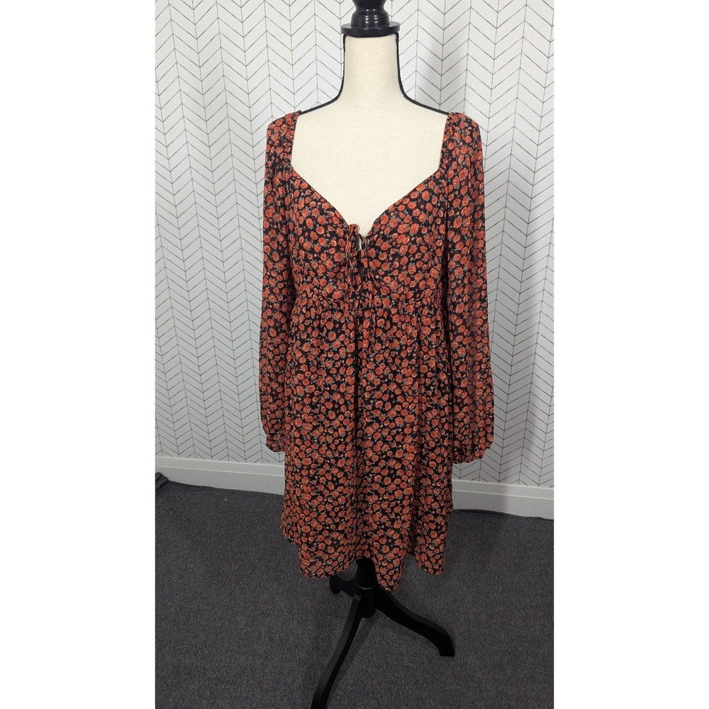 Nasty Gal Dress Womens 14 Black Red Witchy Babydoll Whimsygoth Grunge Gothic